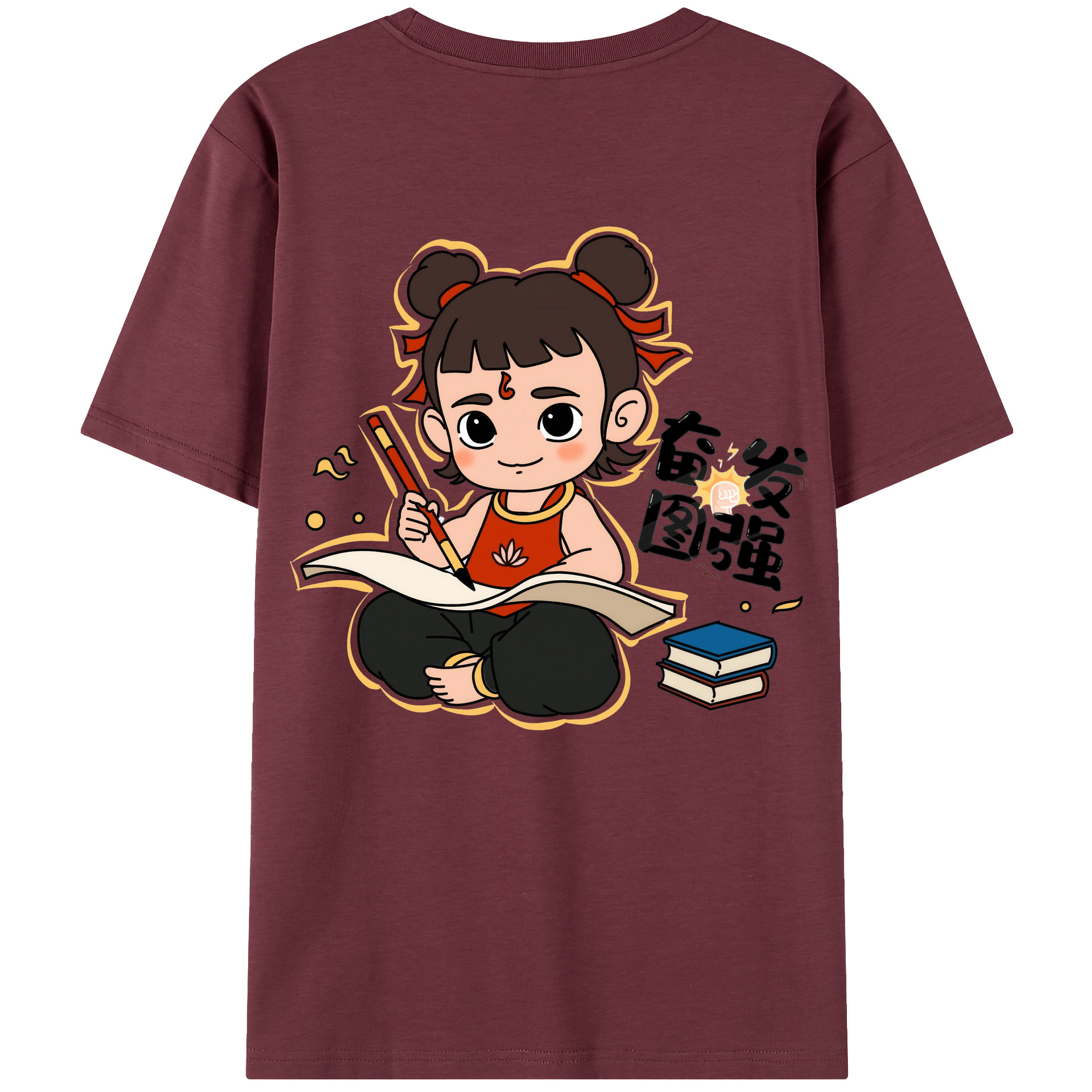 （画像用） Ne Zha 2 ナタ 魔童の大暴れ 綿100％半袖Tシャツ（背面プリント）